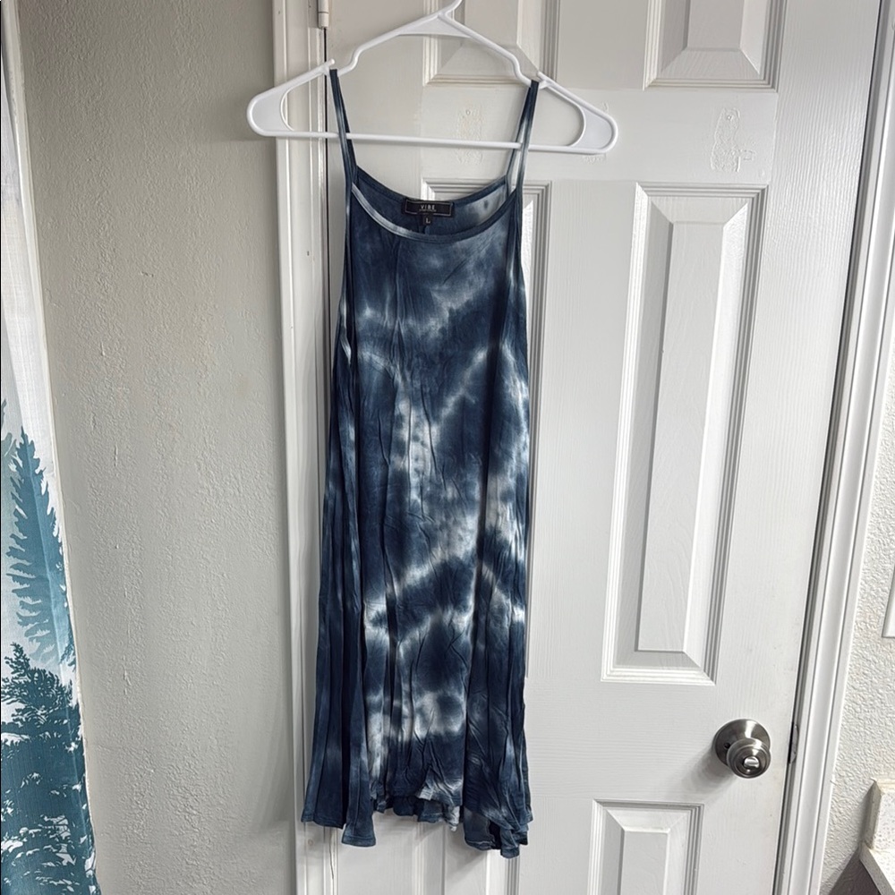 Navy Tie-Dye Spaghetti Strap Dress